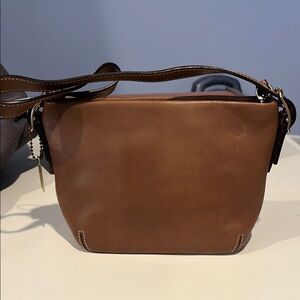 Coach Brown Leather Shoulder Bag with Structured Design